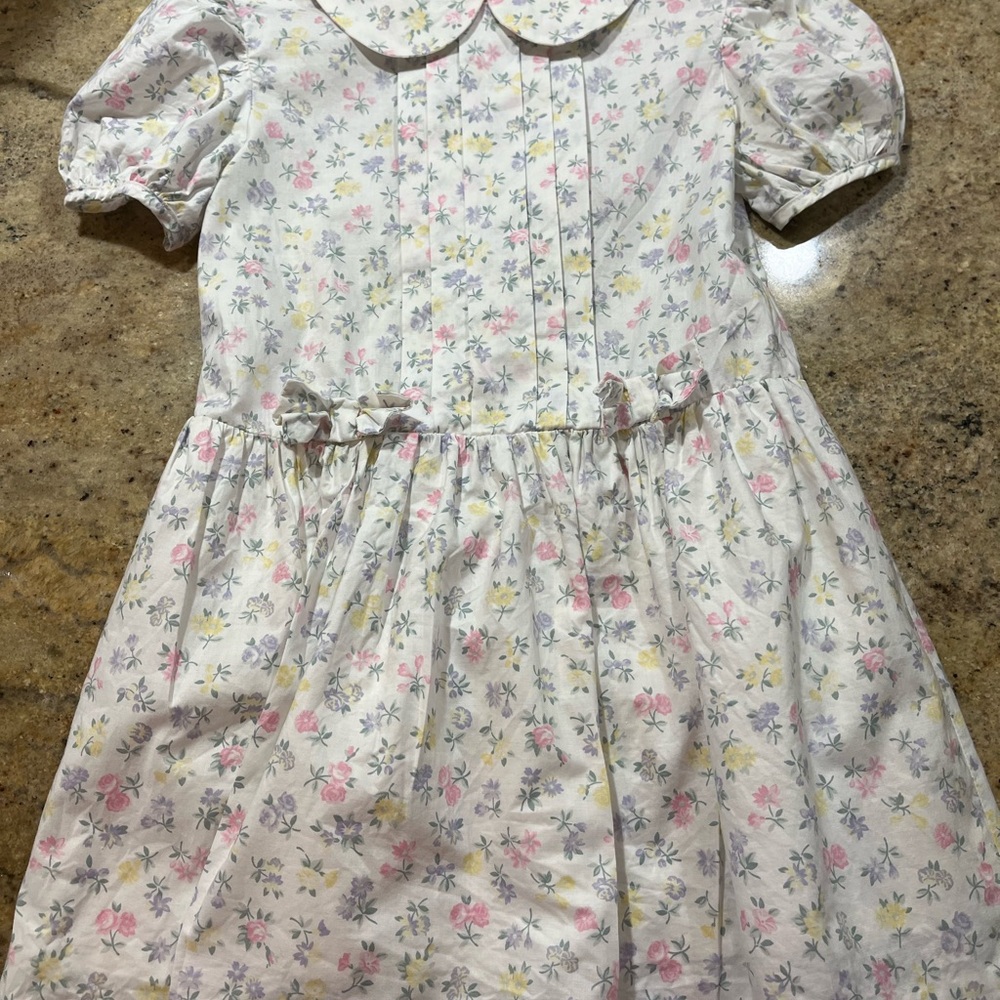 Laura Ashley Pastel Floral Dress with Peter Pan Collar Vintage